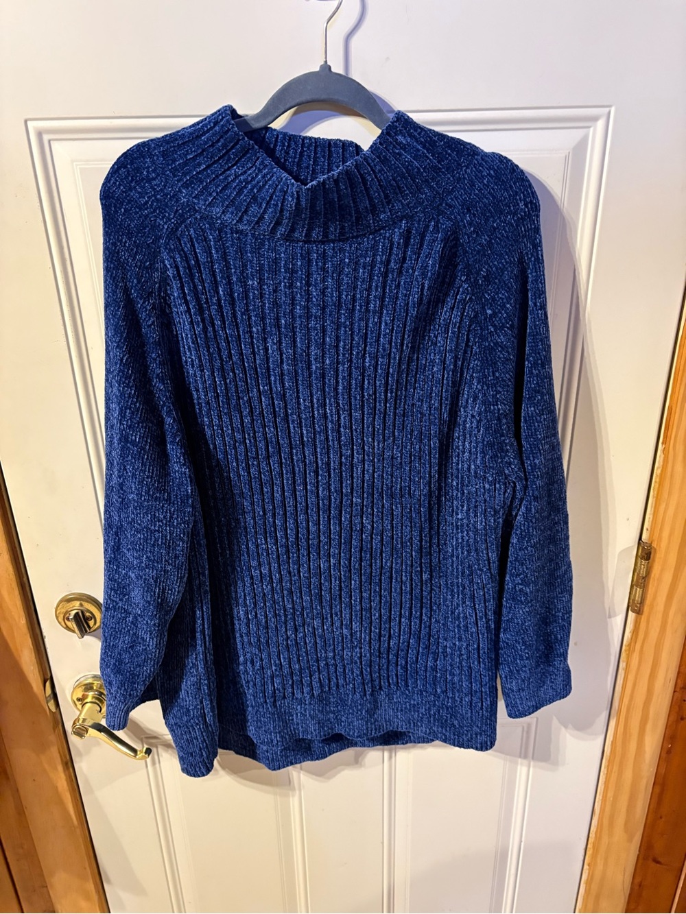 Terra & Sky Ribbed Mock Neck Sweater in Navy Blue Size 3X